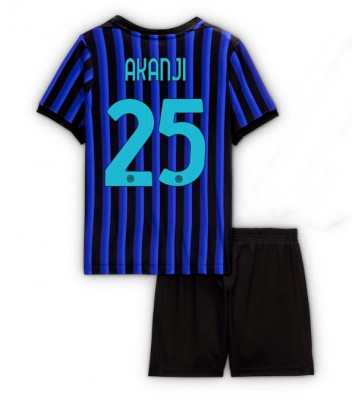 Inter Milan Manuel Akanji #25 Primera Equipación Niños 2025-26 Manga Corta (+ Pantalones cortos)